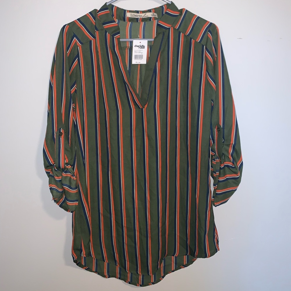 Medium Liberty Love Blouse (green & orange stripes)